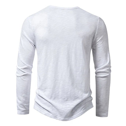 Men's Cotton Button Henley Neck Shirt Long Sleeve