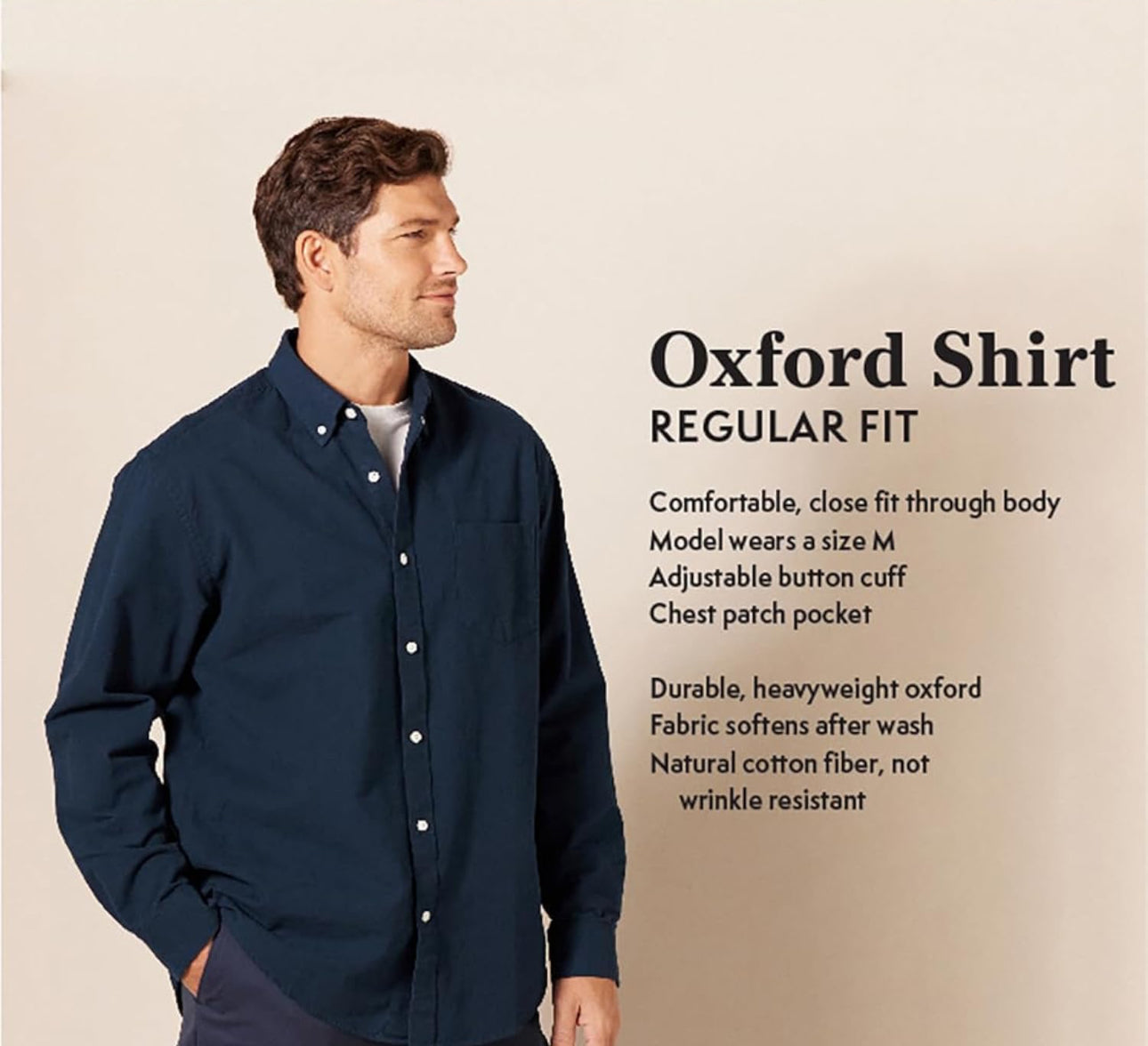 Essentials Men's Regular-Fit Long-Sleeve Pocket Oxford Shirt