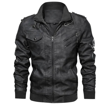 Rebel Edge Detachable Hood Leather Jacket