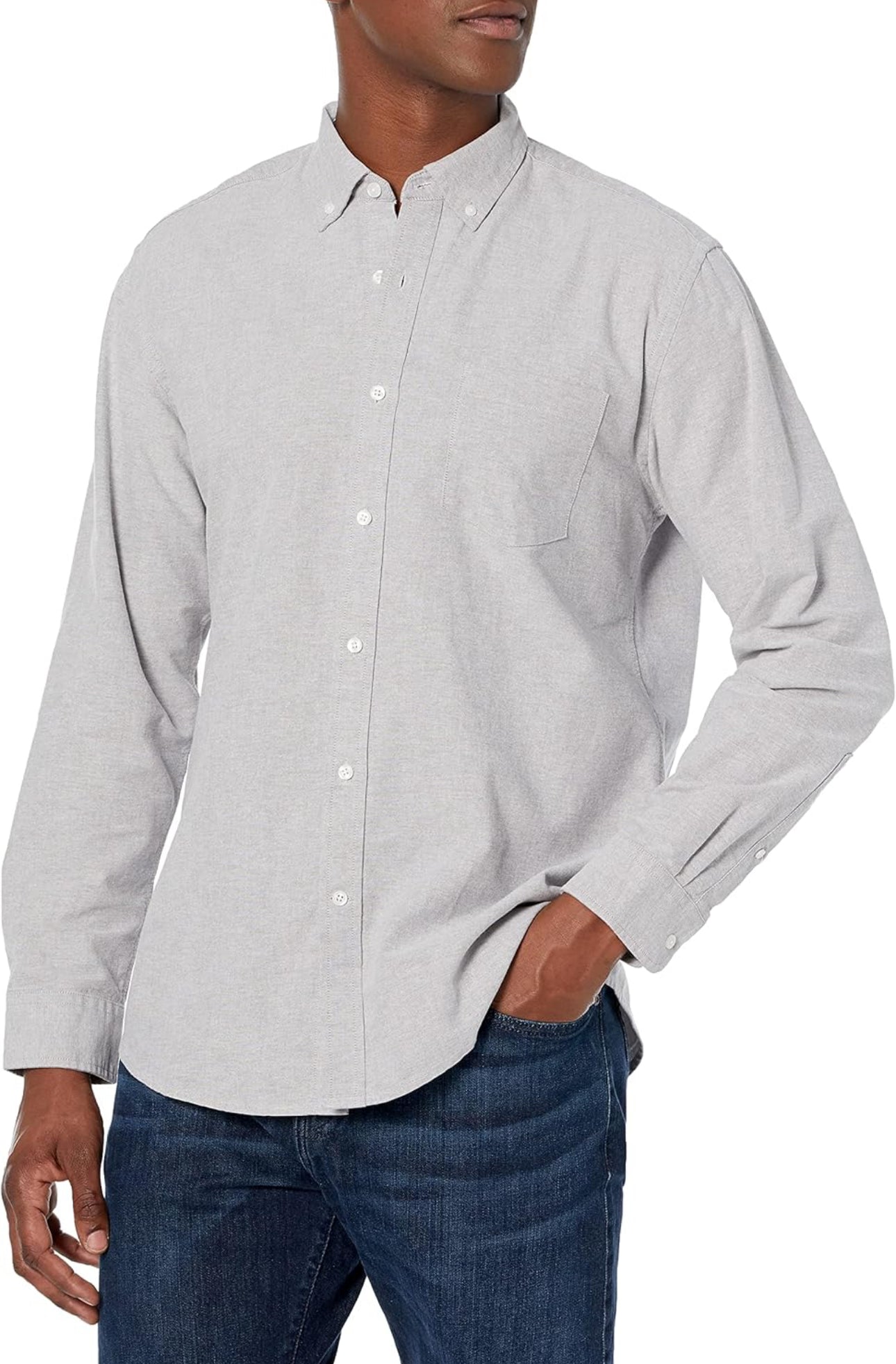 Essentials Men's Regular-Fit Long-Sleeve Pocket Oxford Shirt