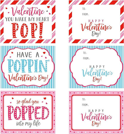 24 Valentines Day Pop Heart Fidget and Cards for Kids