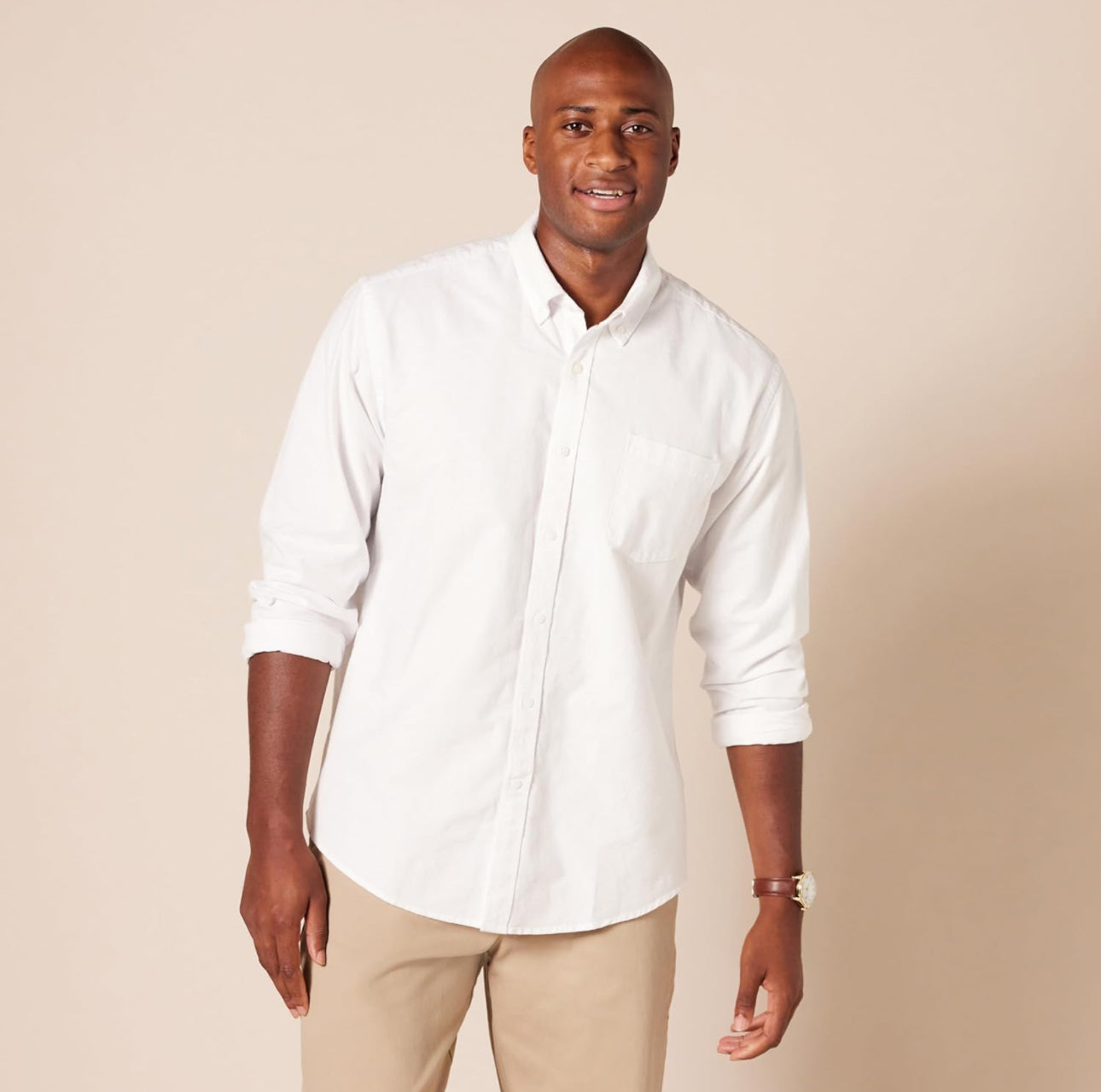 Essentials Men's Regular-Fit Long-Sleeve Pocket Oxford Shirt