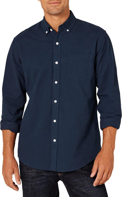 Essentials Men's Regular-Fit Long-Sleeve Pocket Oxford Shirt