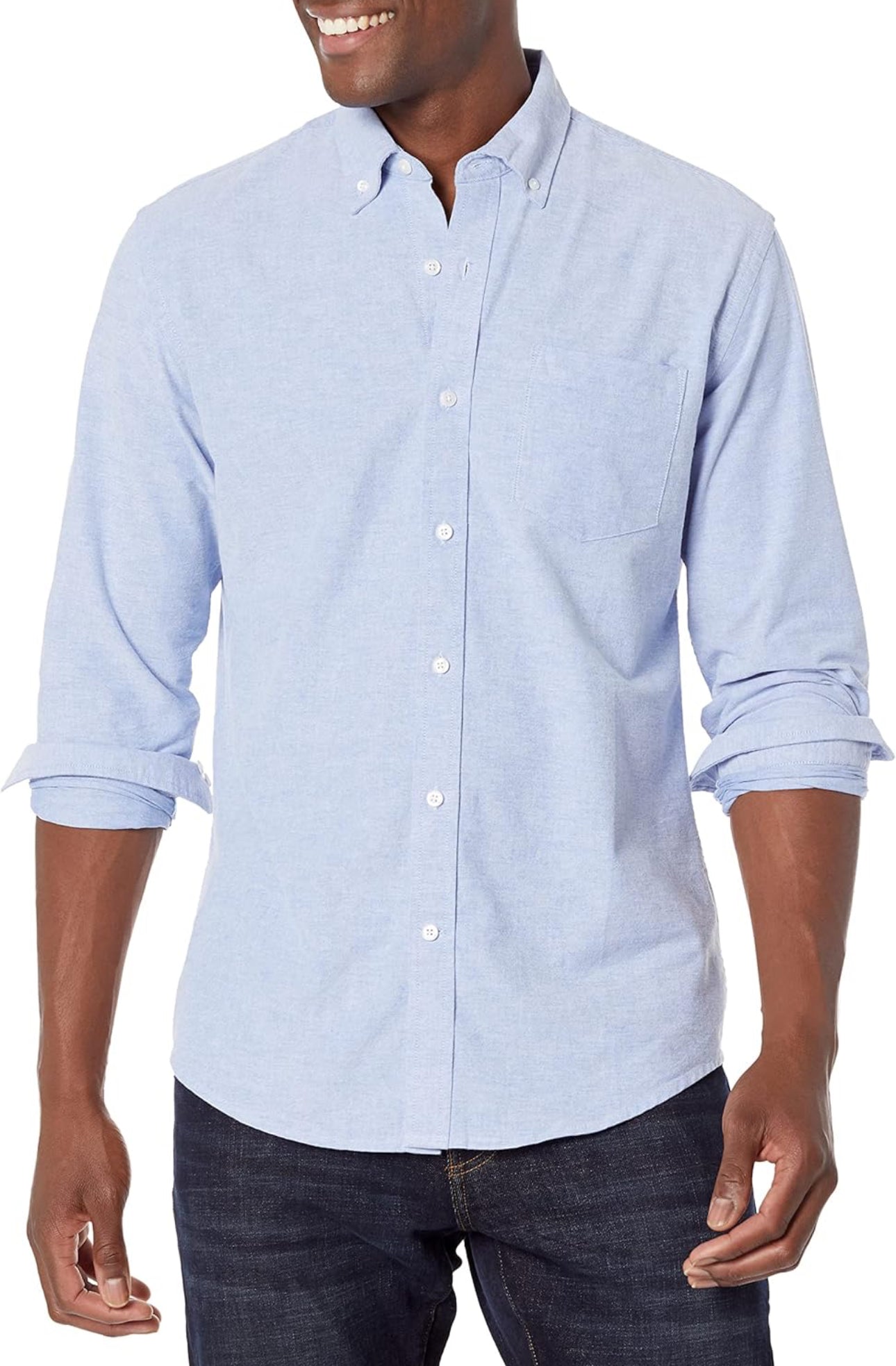 Essentials Men's Regular-Fit Long-Sleeve Pocket Oxford Shirt