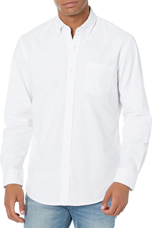 Essentials Men's Regular-Fit Long-Sleeve Pocket Oxford Shirt