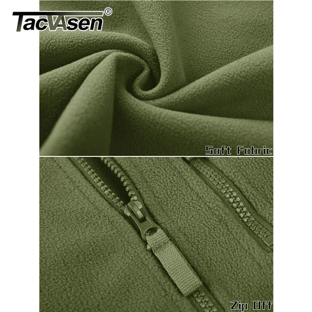 TACVASEN Full Zip Up Tactical Fleece Jacket Thermal Warm